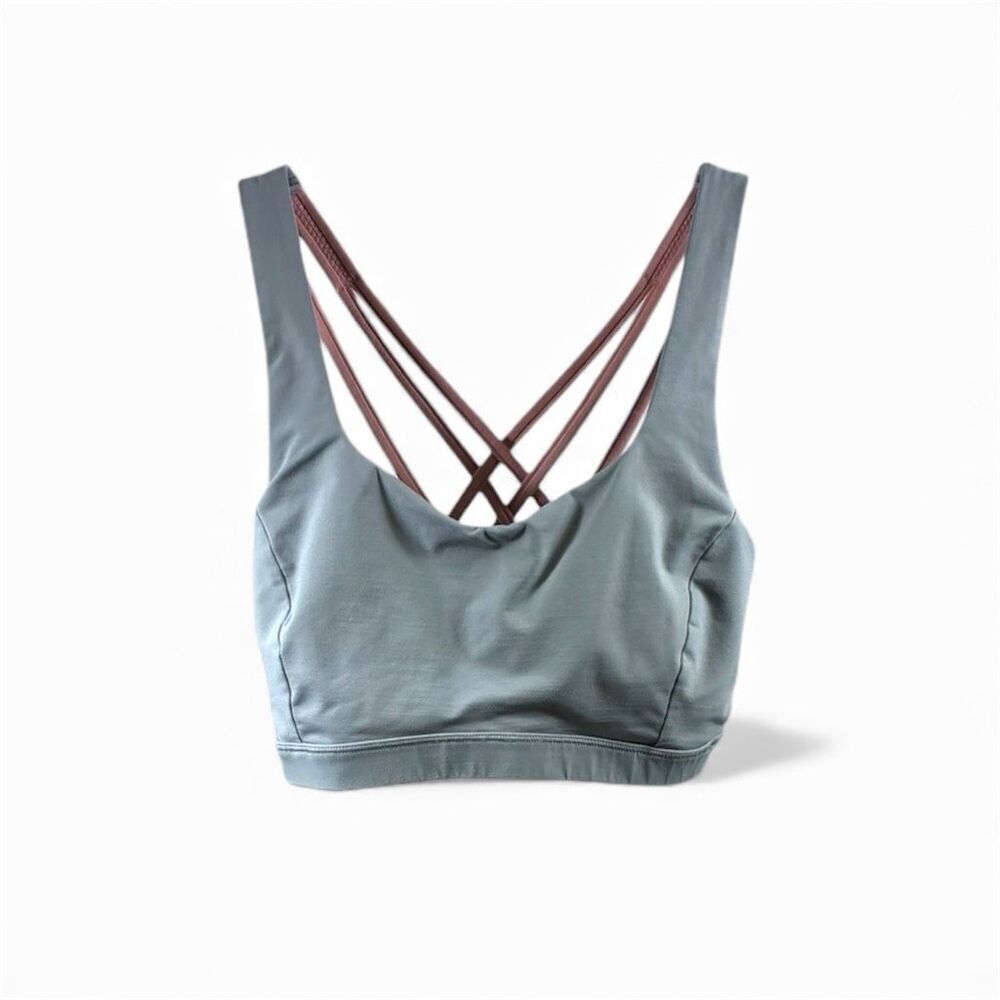 Lululemon Energy Bra in Gray Bluish and Back Color Pink Straps Size 8